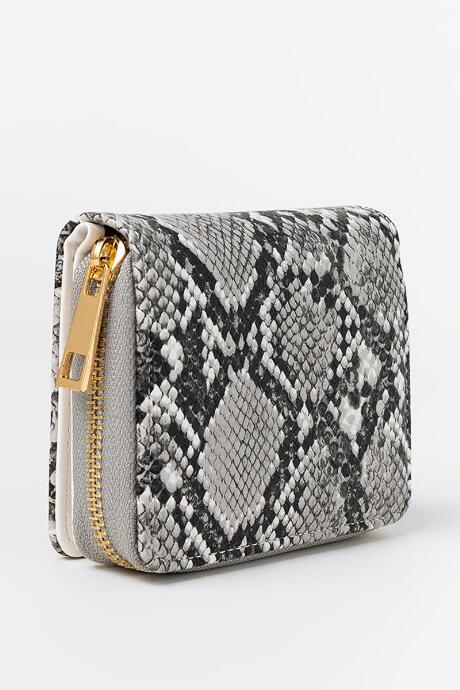 Francesca's Paris Snake Zip Around Wallet - Black/white