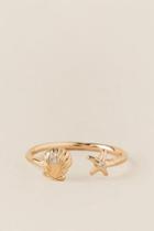 Francesca's Starfish Seashell Open Ring - Gold
