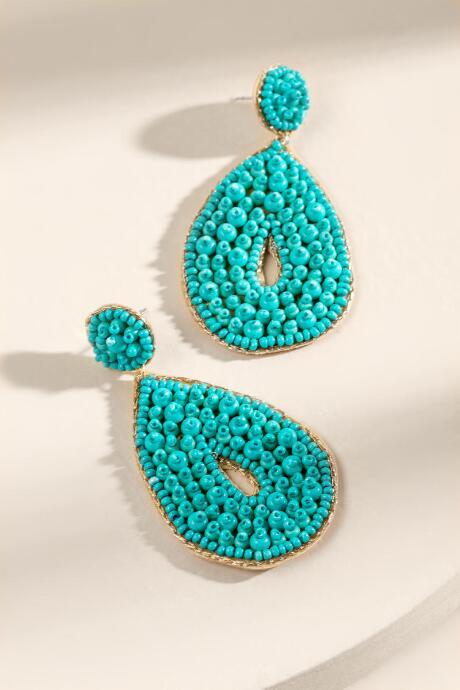 Francesca's Adeline Beaded Statement Earrings - Turquoise