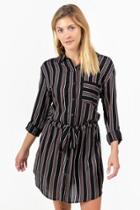 Francesca's Jules Stripe Shirt Dress - Black