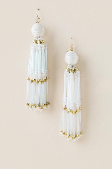 Francesca's Emmalyn Tassel Earrings - White