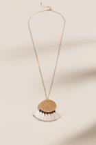 Francesca's Rylie Tasseled Circle Pendant Necklace - Ivory