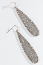 Francesca's Raelynn Glitter Teardrop Earrings In Silver - Silver