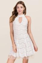 Francesca's Arabelle Gigi Neck Lace Dress - White