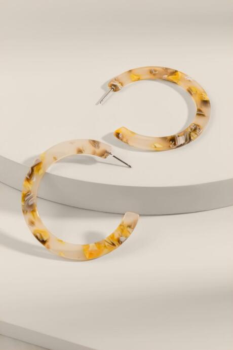 Francesca's Kiki Marble Resin Hoops - Mustard