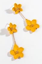 Francesca's Collins Linear Flower Drop Earrings - Marigold