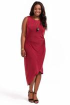 Alya Plus Size Marion Knotted Dress - Burgundy