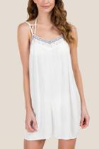 Francesca's Petula Embroidered Tie Strap Swim Cover-up - Ivory