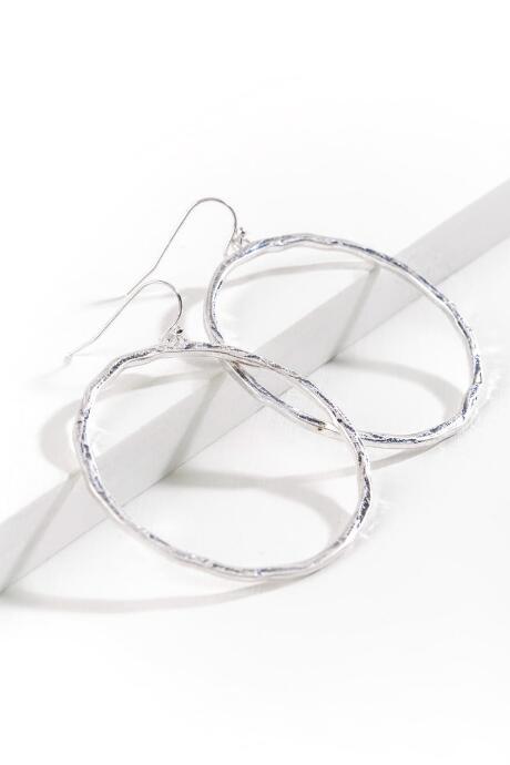 Francesca's Wanda Hammered Hoop Earring - Silver