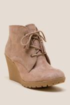 Francesca Inchess Mia Teagan Lace Up Wedge Ankle Boot - Taupe