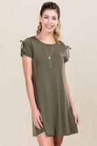 Alya Fincher Lattice Sleeve Dress - Dark Olive