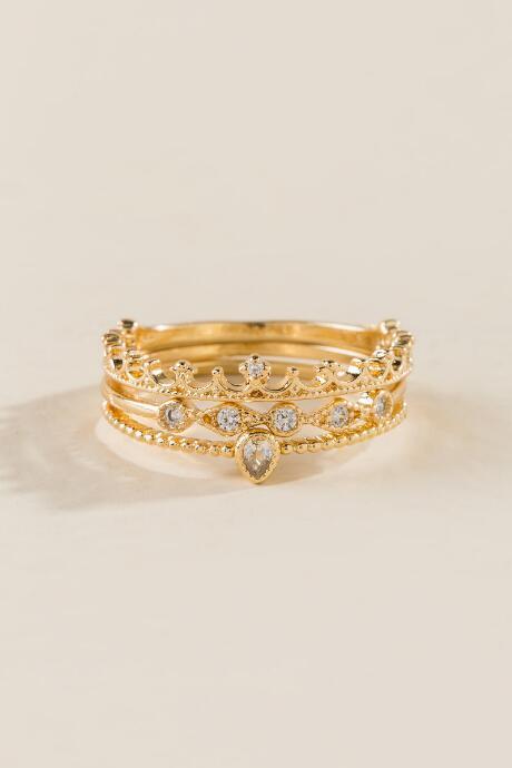 Francesca's Gabrielle Cubic Zirconia Ring Set - Gold