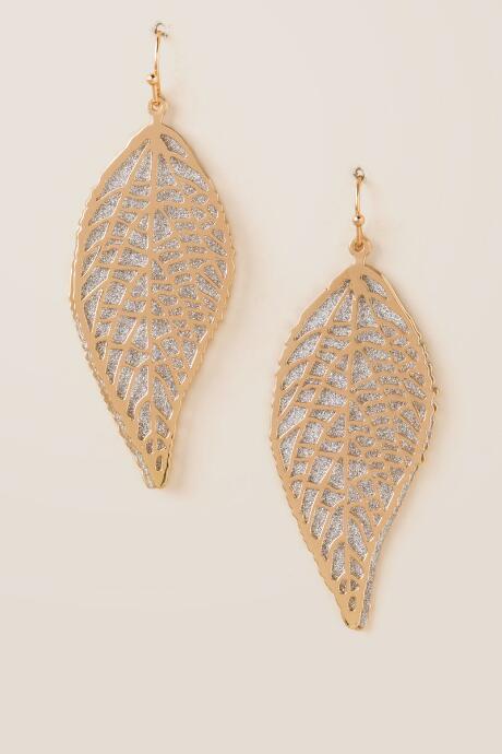 Francesca's Tiffany Leaf Drop Earrings - Gold