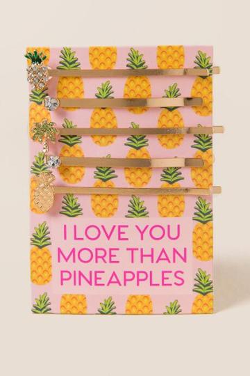 Francesca's I Love You More Than Pineapples Hair Pins - Gold