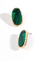 Francesca's Maritza Oval Stone Studs - Emerald