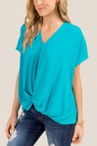 Francesca Inchess Arden Back Seam Front Twist Blouse - Turquoise