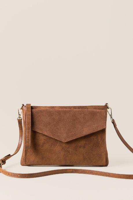 Francesca's Laverne Distressed Crossbody - Brown