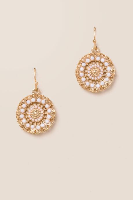 Francesca's Viviana Filigree Circle Drop Earring - Ivory