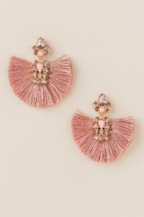 Francesca's Monica Blush Fan Drop Earrings - Rose