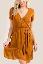 Francesca Inchess Amber Lurex Wrap Dress - Amber