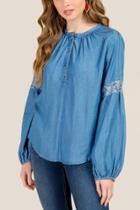 Francesca Inchess Taylor Chambray Embroidered Blouse - Chambray