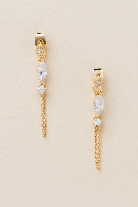 Francesca's Brooke Crystal Chain Drape Earrings - Crystal