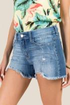 Francesca's Harper Chewy Fray Hem Jean Shorts - Lite