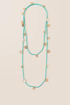 Francesca's Kandence Beaded Coin Necklace In Turquoise - Turquoise