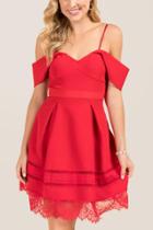 Francescas Ella Cold Shoulder A-line Dress - Red