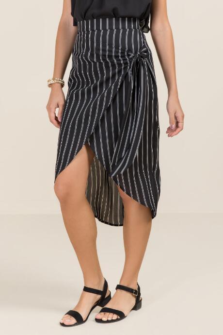 Francesca's Whitley Striped Midi Skirt - Black