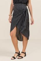 Francesca's Whitley Striped Midi Skirt - Black