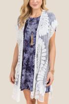 Francescas Elly Crochet Floral Ruana - White