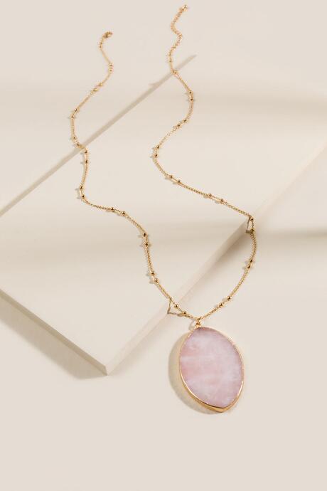 Francesca's Destiny Semi-precious Stone Pendant Necklace - Pale Pink