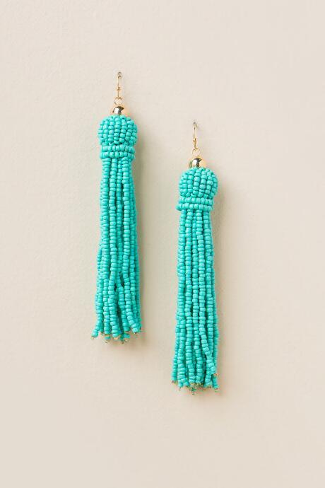Francesca's Evian Seadbead Tassel Earring - Turquoise
