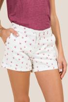 Francesca Inchess Cloe Cherry Print Rolled Hem Classic Shorts - White