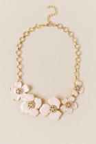 Francesca's Calla Floral Statement Necklace - Crisp Champagne