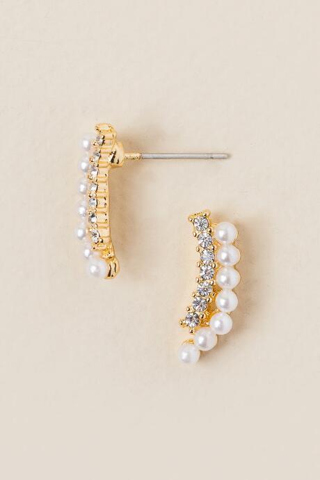 Francesca's Elhae Pearl Crawler Earring - Pearl