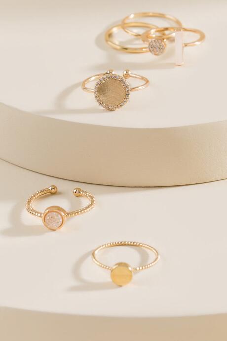 Francesca's Lena Druzy Ring Set - Taupe