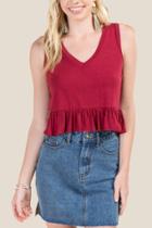 Francesca's Romy Ruffle Hem Top - Maroon