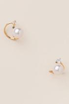 Francesca's Neza Cubic Zirconia Pearl Stud Earring - Pearl