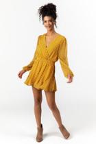 Francesca's Jerri Geo Print Godet Dress - Marigold