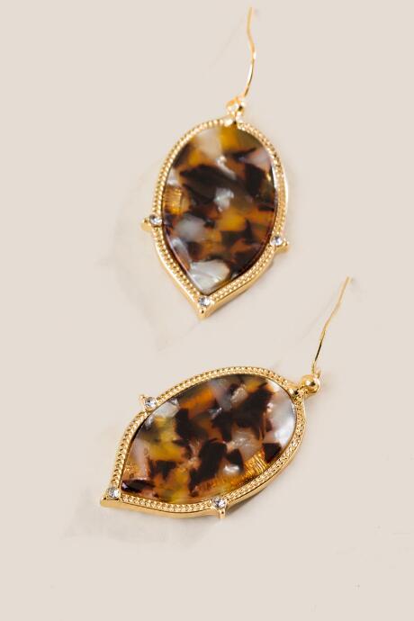 Francesca's Gemma Tortoise Teardrop Earrings - Amber