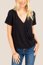 Francesca's Lark Knit Wrap Top - Black