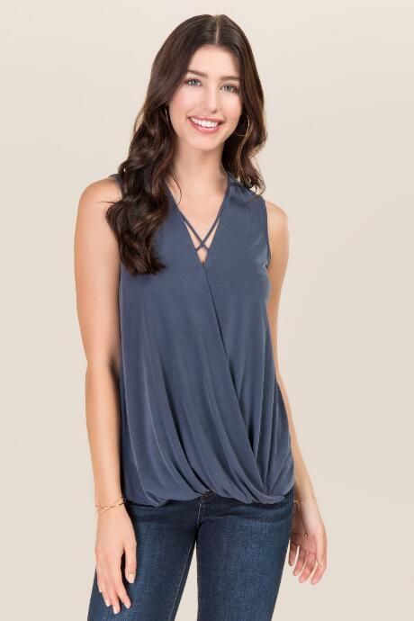 Mi Ami Janella X Neck Tank - Navy