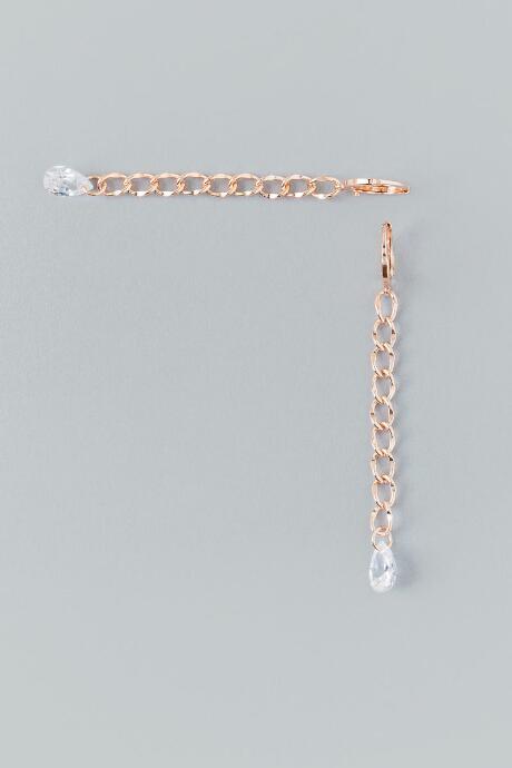 Francesca's Satyana Cubic Zirconia Chain Drop Earring - Rose/gold
