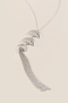 Francesca's Alice Crescent Tassel Pendant In Silver - Silver
