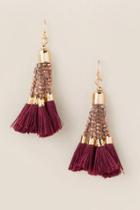 Francesca Inchess Kathryn Beaded Tassel Earrings - Burgundy