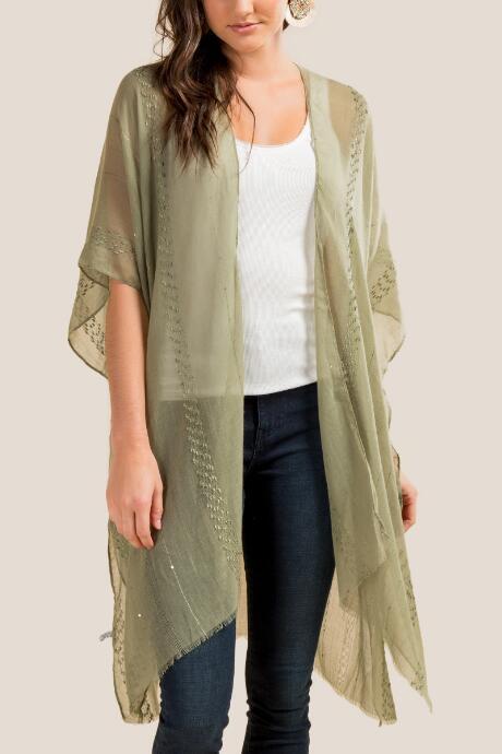 Francesca Inchess Tammy Light Weight Mineral Wash Ruana - Sage