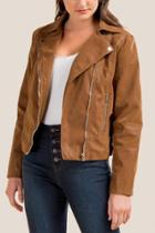 Francesca's Sherlyn Moto Jacket - Brown