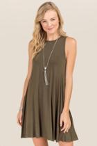 Francesca's Nina Lattice Back Shift Dress - Dark Olive